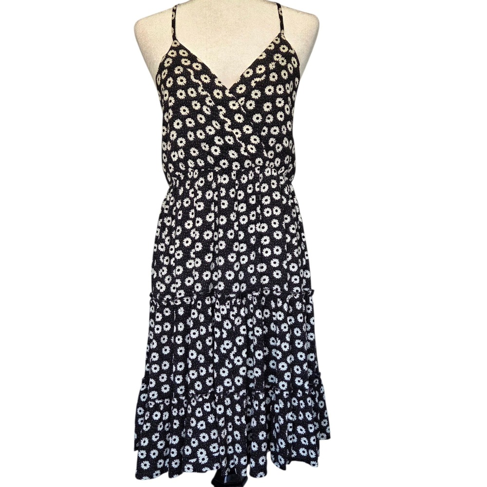 Maurices Y2K Floral Babydoll Midi Dress Fairy Grunge Tiered Dark Romantic Size L